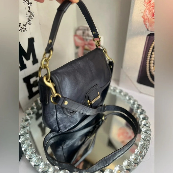 Coach Black Leather Shoulder Bag with Gold Hardware - Picture 9 of 13